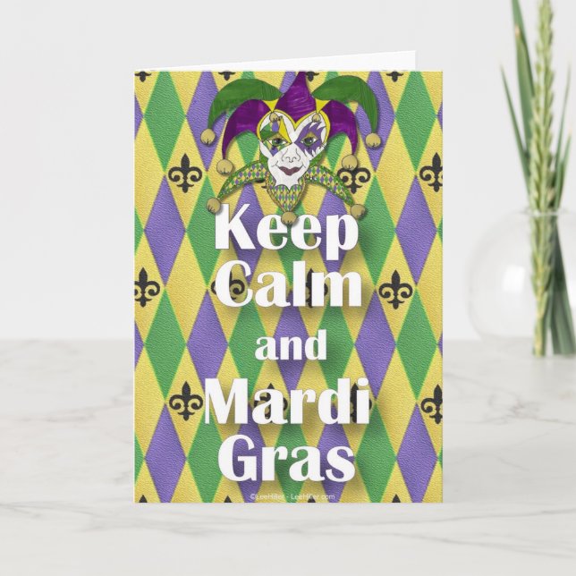 Jester Mask Keep Calm and Mardi Gras Card (Front)