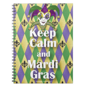 Jester Mask Keep Calm and Mardi Gras Notebook