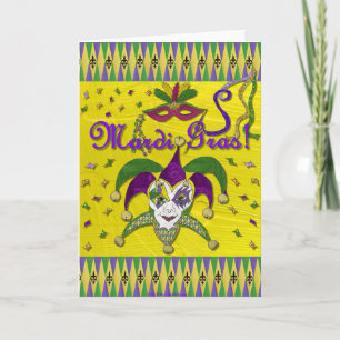 Jester Mask Mardi Gras Harlequin Card