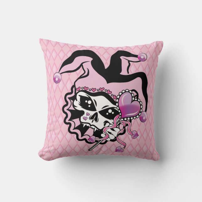 Jester of Hearts Throw Pillow (Front)