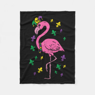 Jester Pink Flamingo Bird Animal Cute Mardi Gras C Fleece Blanket