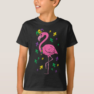 Jester Pink Flamingo Bird Animal Cute Mardi Gras C T-Shirt