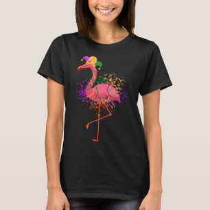 Jester Pink Flamingo Bird Animal Cute Mardi Gras C T-Shirt