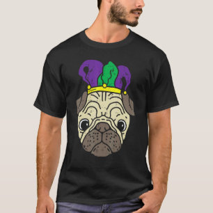 Jester Pug Face Mardi Gras Dog Lover Owner Men Wom T-Shirt