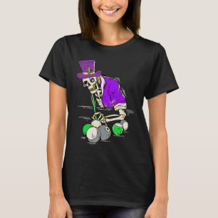 Jester Skeleton Billiard Player Mardi Gras Cool Po T-Shirt