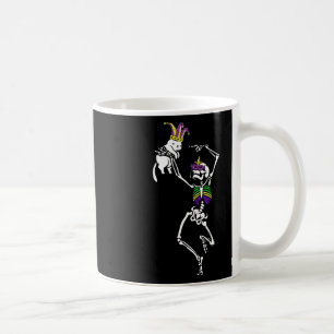 Jester Skeleton Dancing Cat Mardi Gras Mask Carniv Coffee Mug