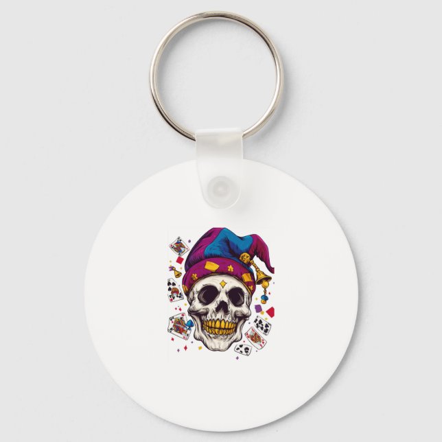 Jester Skull Trickster Keychain (Front)