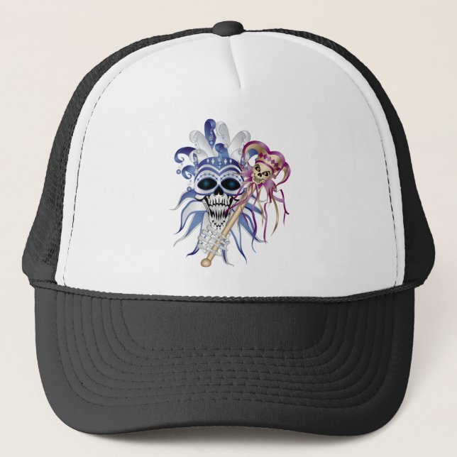 Jester Skull Trucker Hat (Front)
