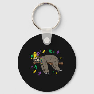 Jester Sloth Lazy Day Animal Cute Funny Mardi Gras Keychain