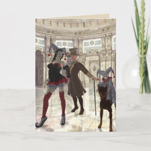jesters in costume greeting card