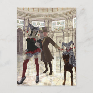 jesters in costume postcard