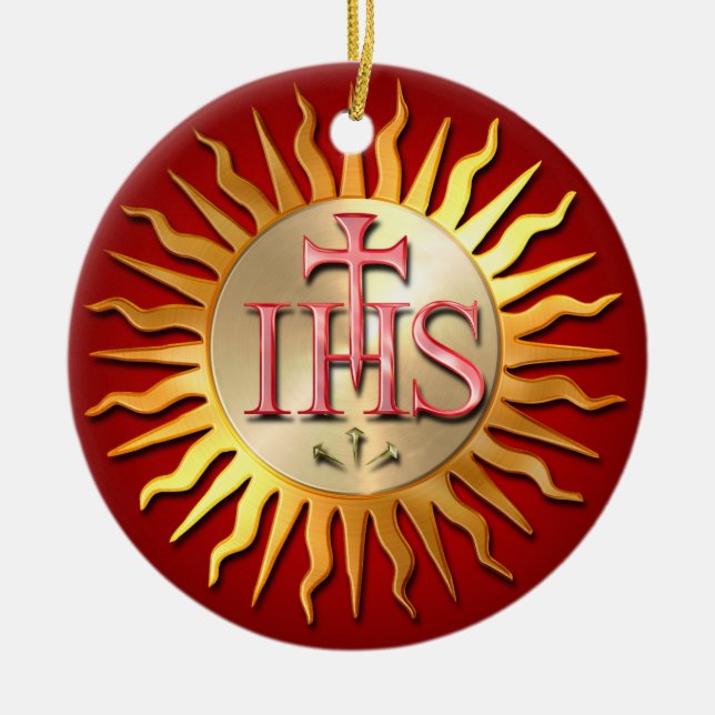 Jesuit Seal Ceramic Ornament (Front)