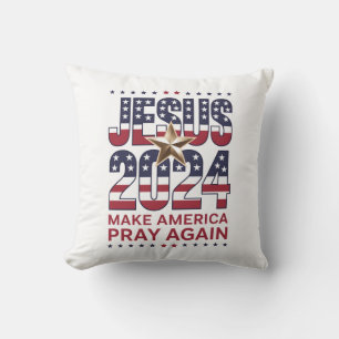 Jesus 2024 Make America Pray Again Throw Pillow