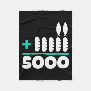 Jesus 2 Fishes 5 Breads 5000 Chosen Against The Cu Fleece Blanket