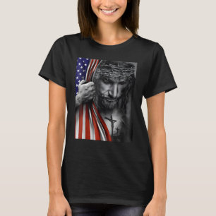 Jesus 4th of July American Flag Christian Faith Ch T-Shirt