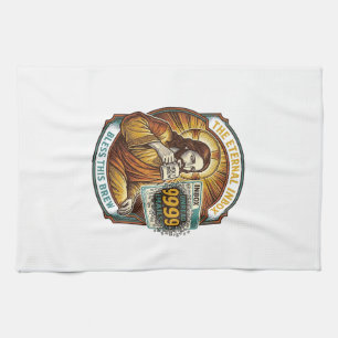 Jesus 9999 Unread Emails Inbox Zero Office Humor_1 Kitchen Towel