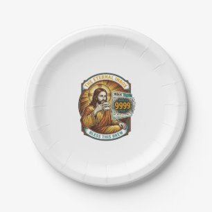 Jesus 9999 Unread Emails Inbox Zero Office Humor_1 Paper Plate