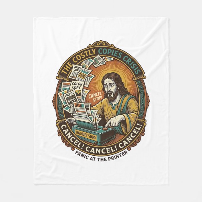Jesus Accidental 100 Colour Copies Printer Mistake Fleece Blanket (Front)