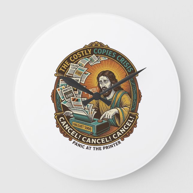 Jesus Accidental 100 Colour Copies Printer Mistake Large Clock (Front)