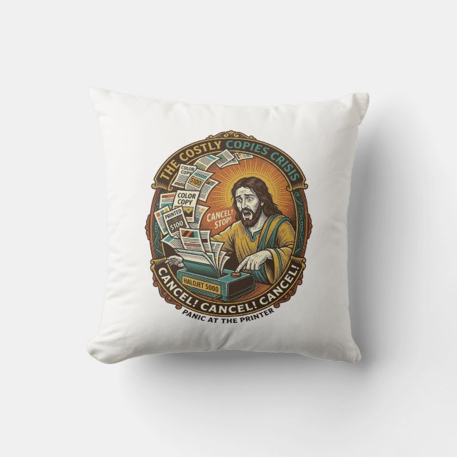 Jesus Accidental 100 Colour Copies Printer Mistake Throw Pillow (Front)