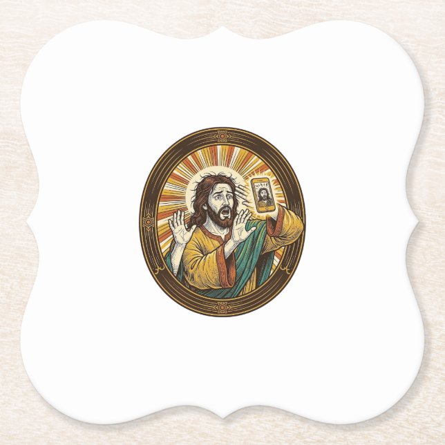 Jesus Accidental Front Camera Double Chin Selfie E Paper Coaster (Front)