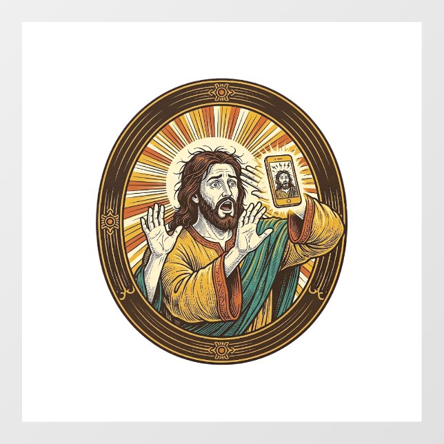 Jesus Accidental Front Camera Double Chin Selfie E Window Cling (Sheet)