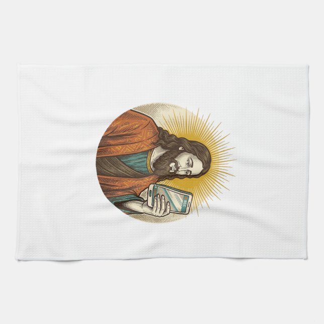 Jesus Accidental Video Instead Of Photo Camera Fai Kitchen Towel (Horizontal)