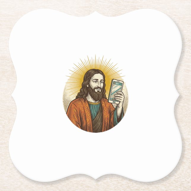 Jesus Accidental Video Instead Of Photo Camera Fai Paper Coaster (Front)
