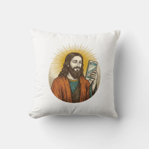 Jesus Accidental Video Instead Of Photo Camera Fai Throw Pillow