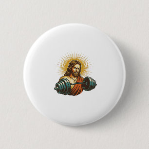 Jesus Accidentally Adding Too Much Weight Gym Fail 2 Inch Round Button