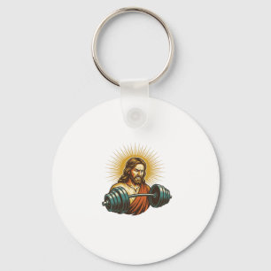 Jesus Accidentally Adding Too Much Weight Gym Fail Keychain