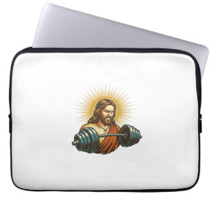 Jesus Accidentally Adding Too Much Weight Gym Fail Laptop Sleeve