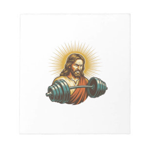 Jesus Accidentally Adding Too Much Weight Gym Fail Notepad