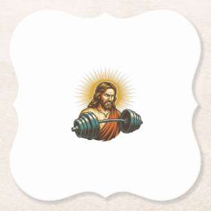 Jesus Accidentally Adding Too Much Weight Gym Fail Paper Coaster