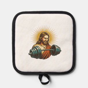 Jesus Accidentally Adding Too Much Weight Gym Fail Pot Holder
