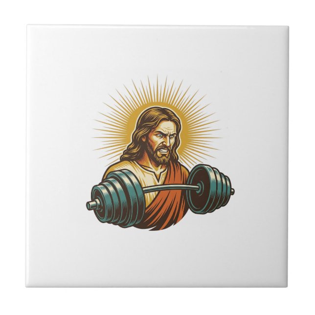 Jesus Accidentally Adding Too Much Weight Gym Fail Tile (Front)