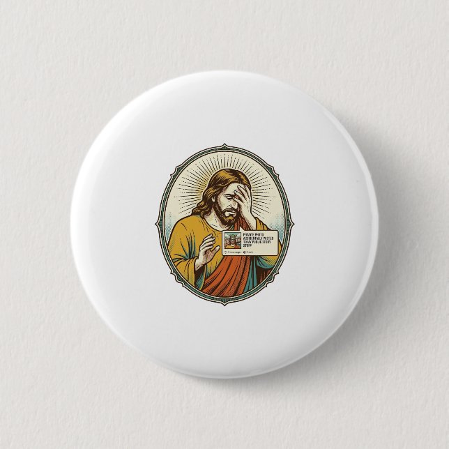 Jesus Added To Story Instead Direct Message Social 2 Inch Round Button (Front)