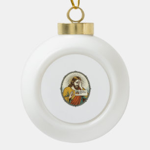 Jesus Added To Story Instead Direct Message Social Ceramic Ball Christmas Ornament