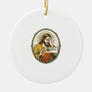 Jesus Added To Story Instead Direct Message Social Ceramic Ornament
