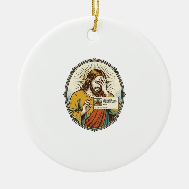Jesus Added To Story Instead Direct Message Social Ceramic Ornament (Front)