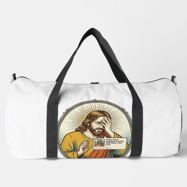 Jesus Added To Story Instead Direct Message Social Duffle Bag (Front)