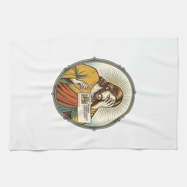 Jesus Added To Story Instead Direct Message Social Kitchen Towel (Horizontal)