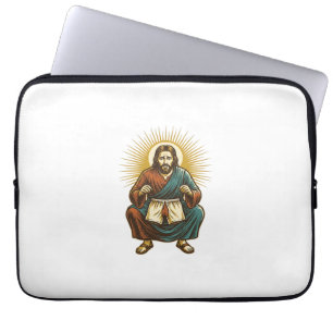 Jesus Adjusting Uncomfortable Wedgie Mid Squat Gym Laptop Sleeve
