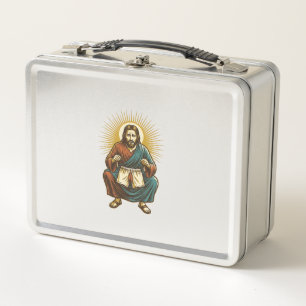 Jesus Adjusting Uncomfortable Wedgie Mid Squat Gym Metal Lunch Box