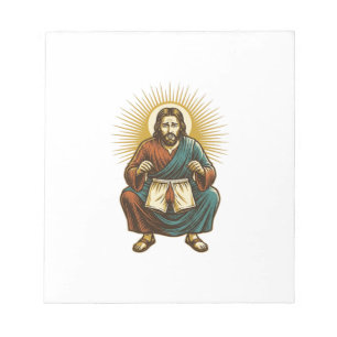 Jesus Adjusting Uncomfortable Wedgie Mid Squat Gym Notepad