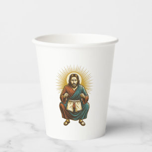 Jesus Adjusting Uncomfortable Wedgie Mid Squat Gym Paper Cups