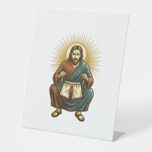 Jesus Adjusting Uncomfortable Wedgie Mid Squat Gym Pedestal Sign