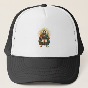Jesus Adjusting Uncomfortable Wedgie Mid Squat Gym Trucker Hat