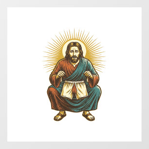 Jesus Adjusting Uncomfortable Wedgie Mid Squat Gym Window Cling
