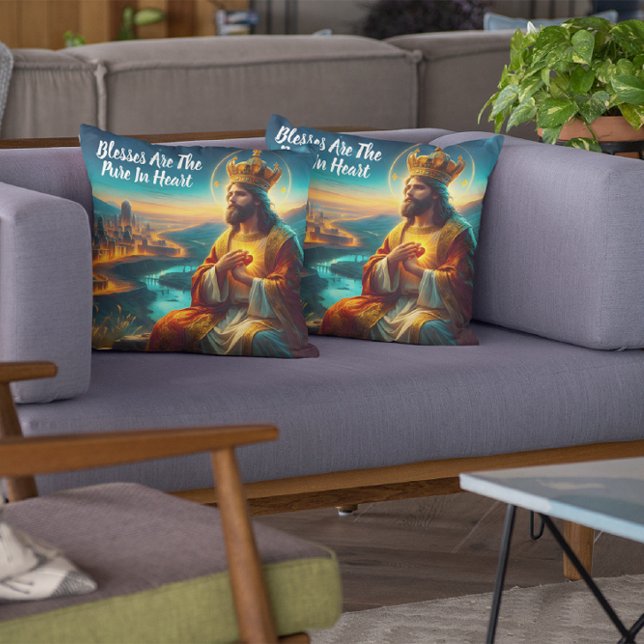Jesus Adorned With a Majestic Crown Throw Pillow (Creator Uploaded)